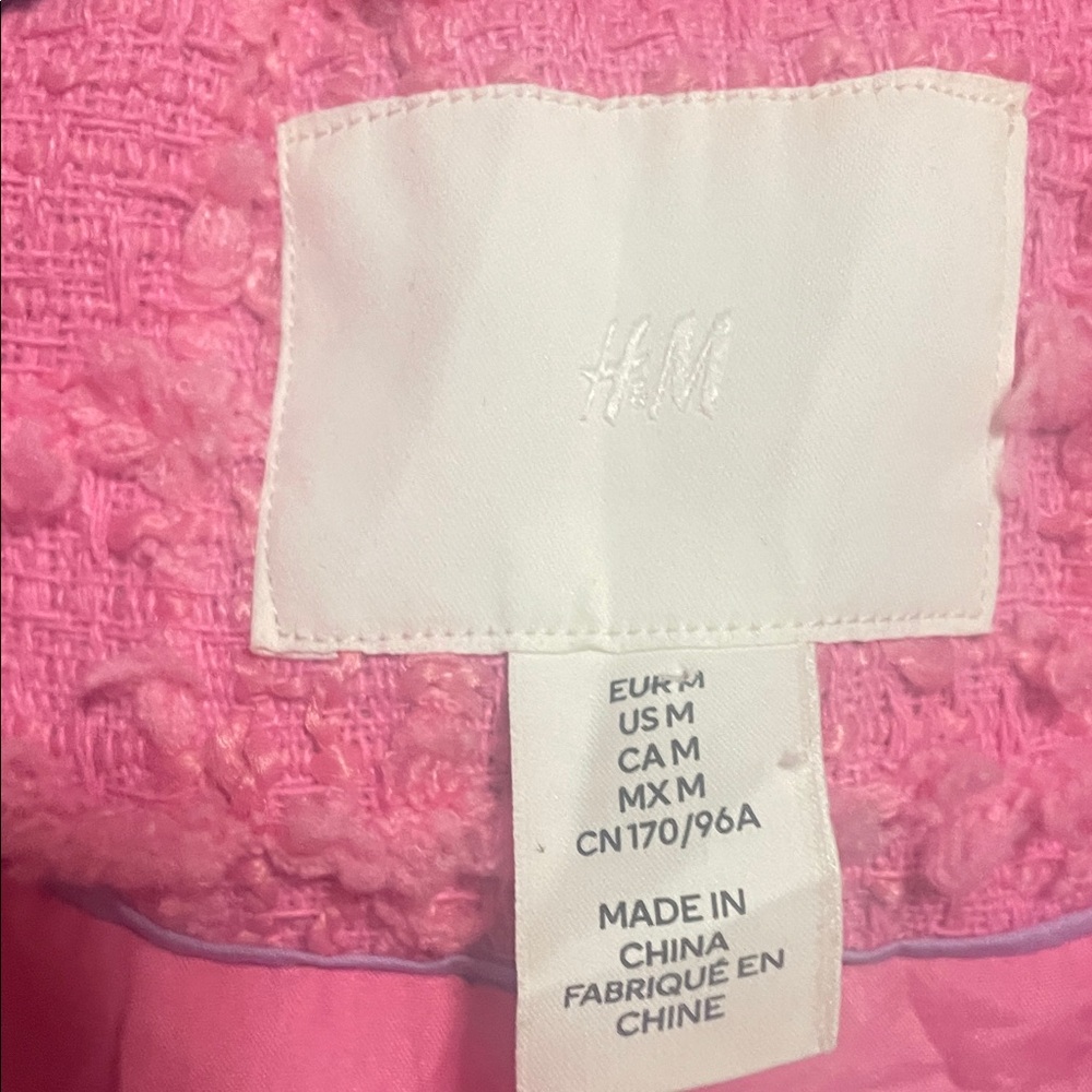 H&M Vibrant Bubble Gum Pink Textured Blazer - Picture 5 of 9